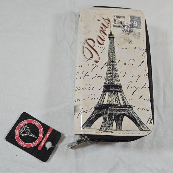 Sarl Aker Handbags - Paris Eiffel Tower Cream and Black Women's Wallet